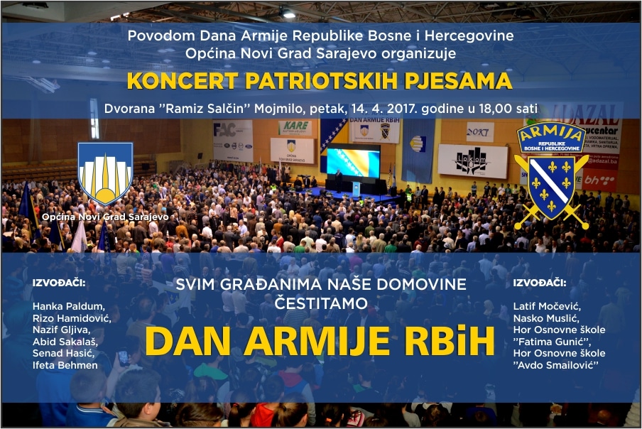 Povodom Dana Armije RBiH Općina Novi Grad organizira koncert patriotskih pjesama